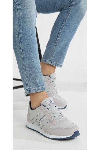 Men's Gray Sports Shoes Lace-Up Non-Slip Sole Comfortable Soft Sneaker Flexible Walking Shoes