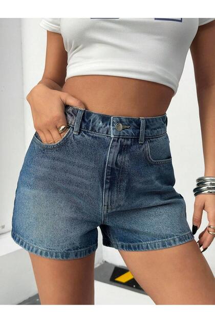 Jeans Women's Medium Blue High Waist Denim Jeans Shorts
