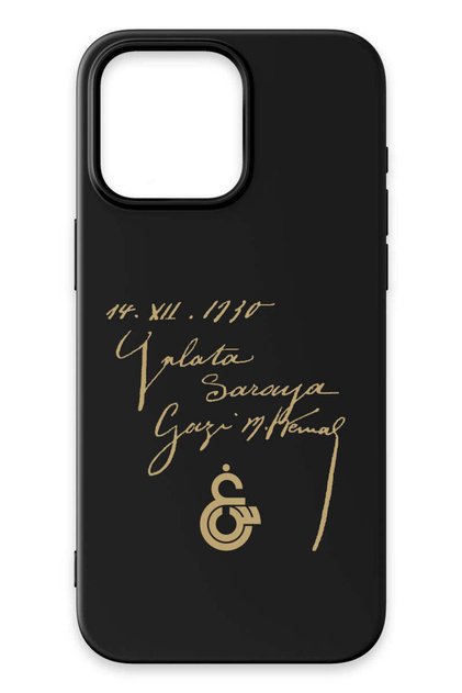 iPhone 14 Pro Max Compatible Ataturk Signature Black Silicone Licensed Phone Case