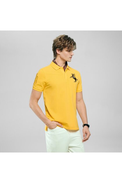 Menâ€™s Slim Fit Napoleon Embroidery Lycra Pique Polo
