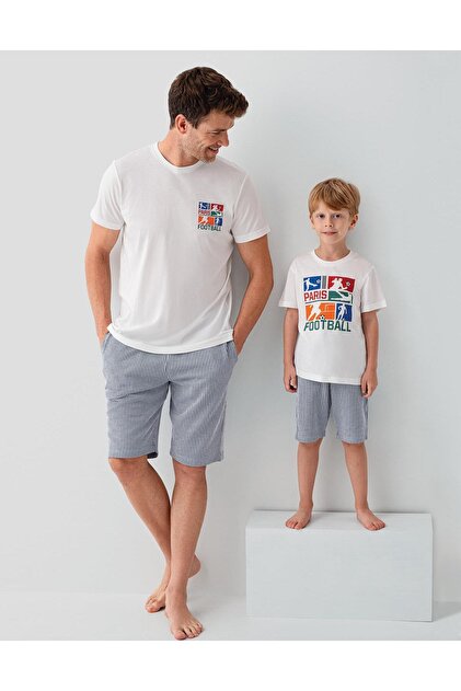 White Men's & Children's Shorts Sets Sold Separately | 100% Cotton Father Son Summer Suit Combination