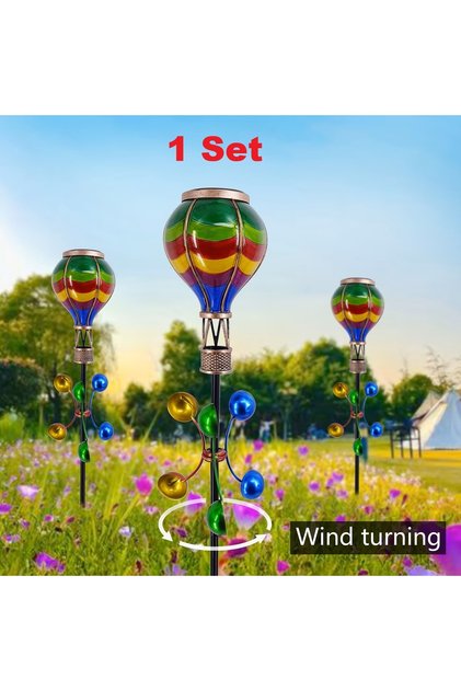 1 set dekoratif bahçe yazlık peyzaj dekoru solar kapadokya uçan balon bahçe güneş enerjili lamba