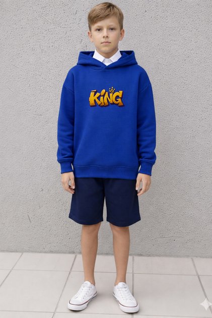 Boy's Hooded Sweatshirt Oversize 100% Cotton – King Yellow Printed