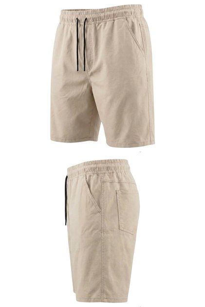 Lycra Large Size Men's Lace-Up Elastic Waist Gabardine Shorts Suitable for Weight Ranges between 120-157 Kilograms Stone