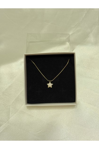 Steel Zircon Stone Star Necklace