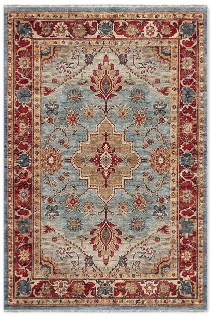 Design Sultani Blue Chenille Carpet Rug Runner Non-Slip Washable Living Room Kitchen Hallway