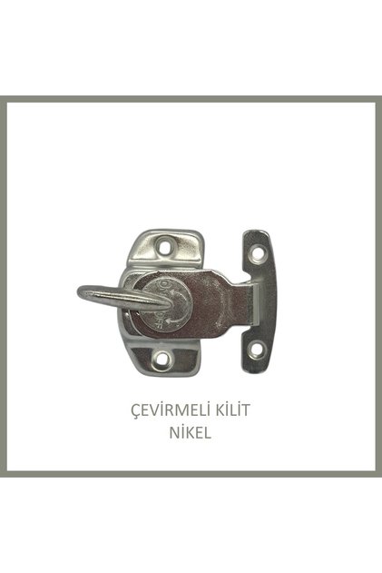 Çevirmeli Kilit, Galvanizli, Sürgülü Kapı Kilidi, Nikel