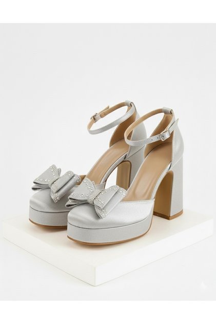 Satin Platform Heeled Evening Dress Shoes 10cm - Feli̇syabuti̇k