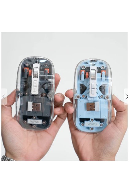 Crystal Dual Mode Wireless Mouse – Bluetooth & 2.4G with Removable Transparent Cover