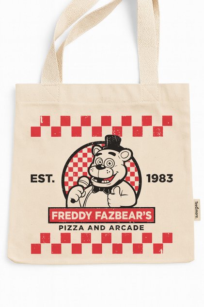 Freddy Fazzbear Printed Canvas Tote Bag with Velcro and Inner Pocket