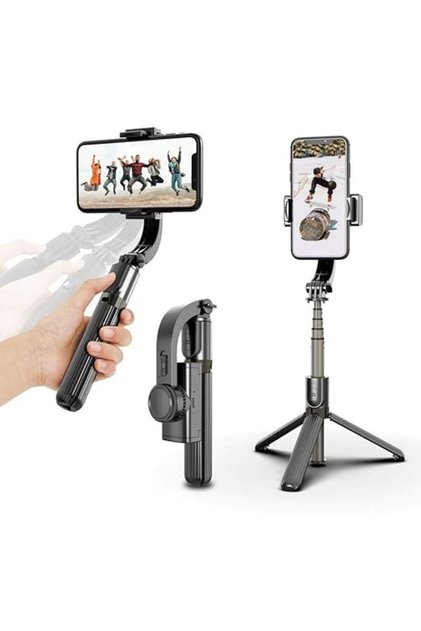 Q08 Katlanabilir El Gimbal Tüm Akıllı Telefonlarla Uyumlu 360 ° Dönebilen Taşınabilir Telefon Tutucu