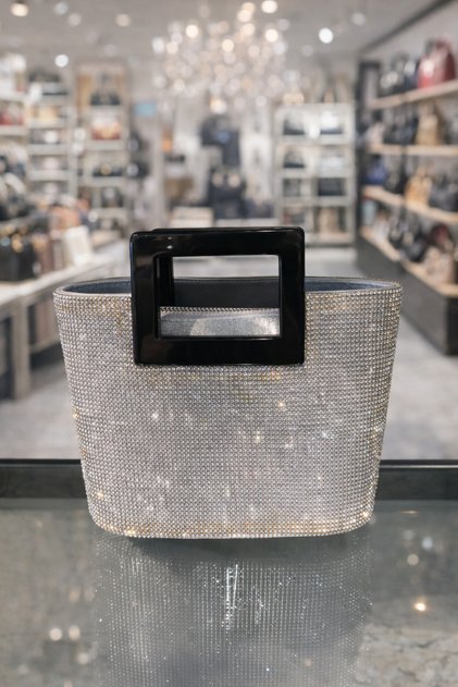 Stone Embellished Upright Form Women's Bag