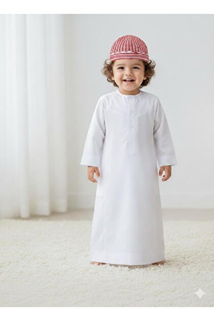 ثوب مواليد أطفال أنيق مع قبوع أحمر
