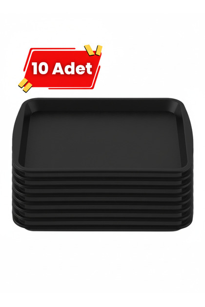 Polycarbonate Unbreakable Serving Tray 36X26 Cm, Set of 10 Black
