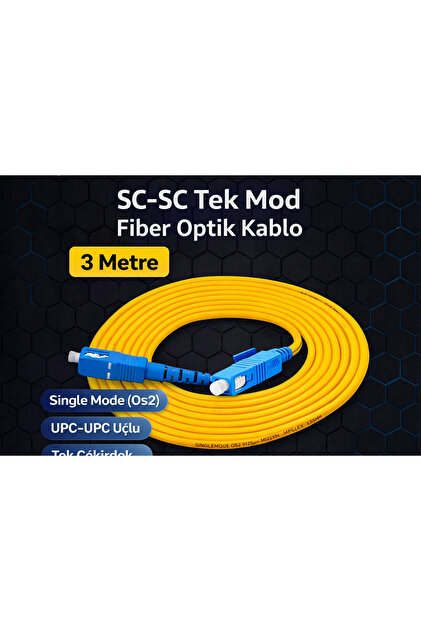 Fiber Optik 3 Metre Patch Kablo Sc-Sc Sm Patchcord Single Mode 2.0mm 9/125 OS2 Tek Çekirdek EV-OFİS