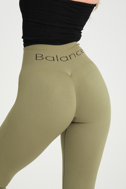 Haki Kalçası Büzgülü Kalça Şekillendirici Push Up Toparlayıcı Kadın Spor Tayt Balance Serisi