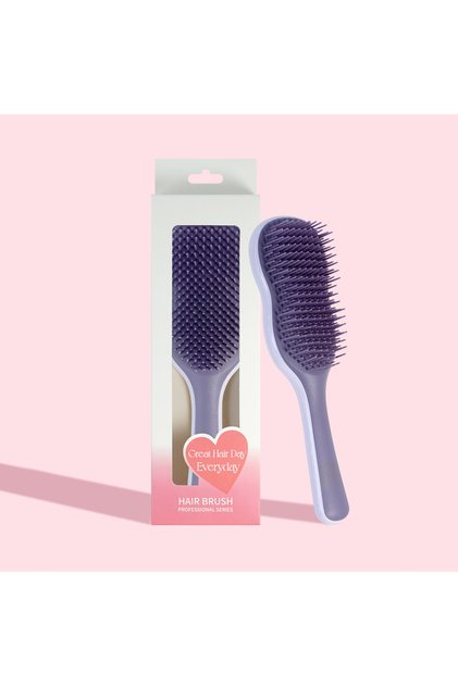SZ67Purple-Box Professional Hair Brush Ergonomic Handle Detangling Smoothing Styling All Hair Types
