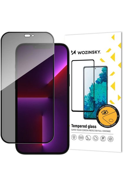 Защитно стъкло с филтър против шпиониране за iPhone 15 Plus - черно