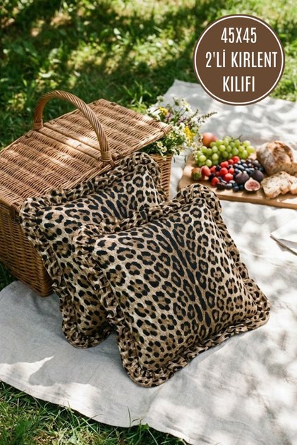 2 Pieces 100% Cotton Ruffled Throw Pillow Covers 45X45 cm Modern with Hidden Zipper
