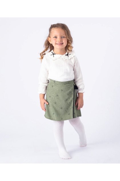 Girl's bow embroidered skirt set