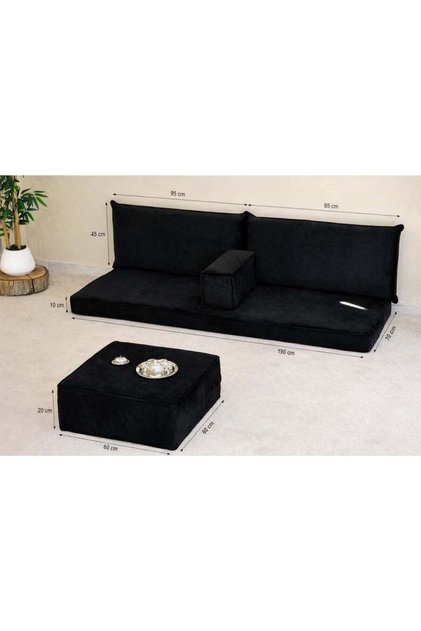 Majlis Floor Sofa Set – Black Velvet
