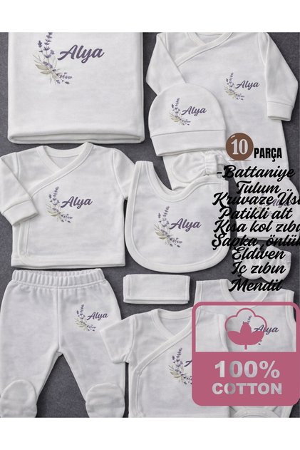 10 Pieces 100% Cotton Baby Girl Hospital Release Newborn Set