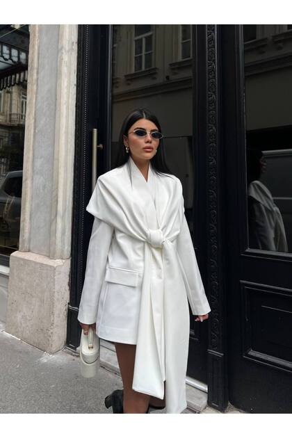 Women's Shawl Collar Tie-Up Jacket Dress