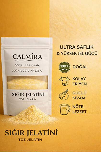 Jelatin Toz 35 gr / %100 Saf Sığır Jelatini Tozu / 240 Bloom / Helal Sertifikalı / Koruyucu içermez