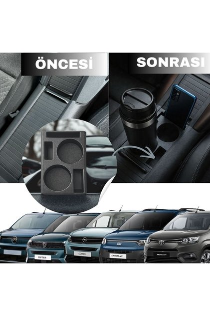 Rifter Proace City Combo Doblo 5 Berlingo Organizer Κονσόλας με θήκη για ποτήρια
