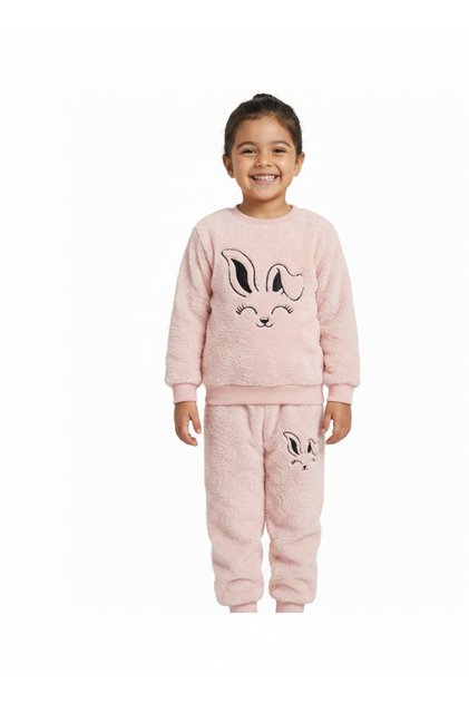 Girl's Plush Tracksuit Set Top and Bottom 2-Piece Plush