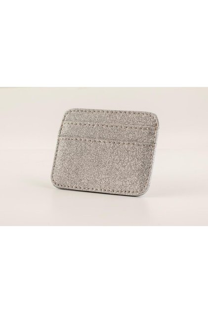Silver Silvery Faux Leather 5-Compartment Slim Model Card Holder
