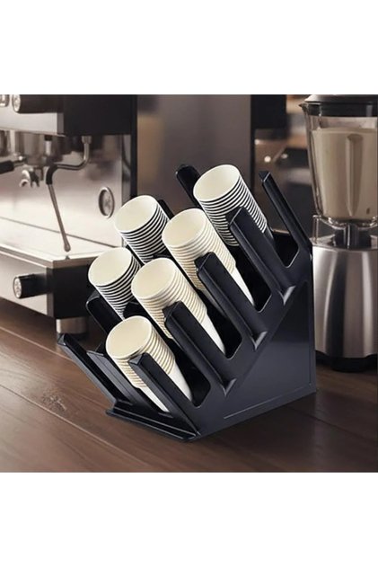 Black plastic paper cup holder, 8 compartments