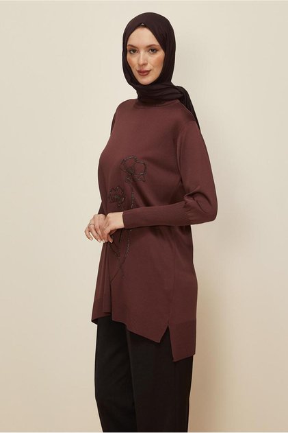 BONCUK İŞLEMELİ TRİKO TUNİK 45907
