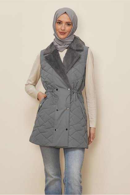 BELİ BÜZGÜLÜ KAPİTONE YELEK 46218