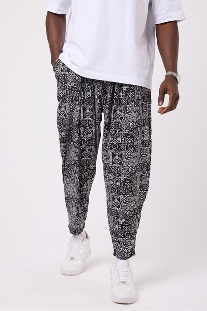 Unisex Street Style Printed Wrinkled Sports Baggy Trousers