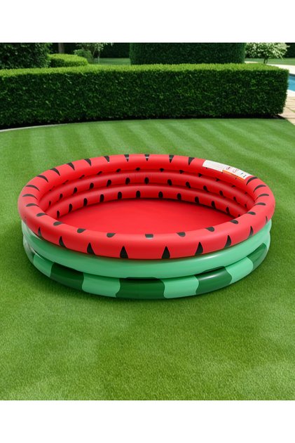 Watermelon Round Ring Kids Pool, Vibrant Design, Durable PVC, Lightweight, 6 Years+, 114 x 26.6cm -