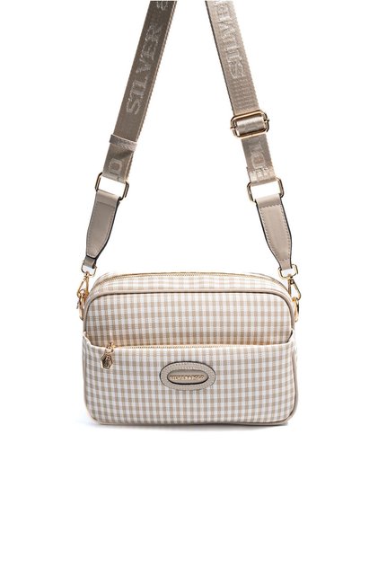Sand Beige - Sand Beige Plaid Line Square Women's Crossbody Bag Sp1267