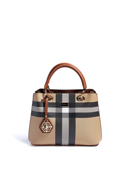 Beige - Tan Plaid Women's Handbag Sp1272
