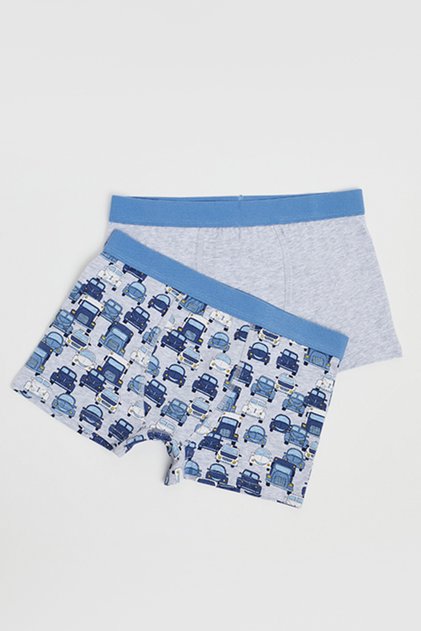 Boy's Gray 2 Pack Printed Boxers
