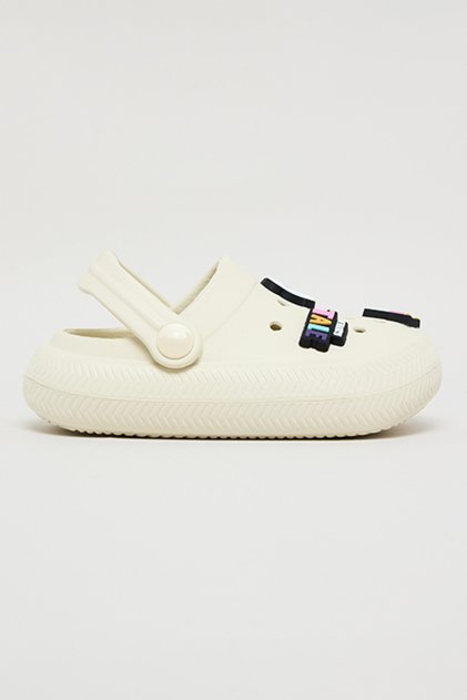 Girl's Beige Charm Detail Slingback Clogs