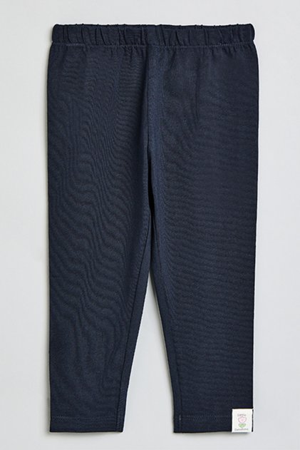 Boy's Dark blue Solid Leggings with Elastic Waist