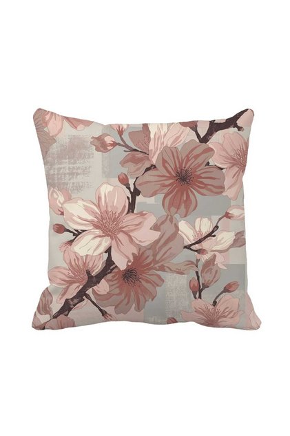 Powder Pink Sakura Flower Pattern Throw Pillow Cover - Vintage & Modern Design -43 X 43 Double-Sided Printing