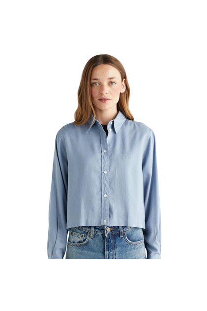 Women's Blue Crop Fit Shirt