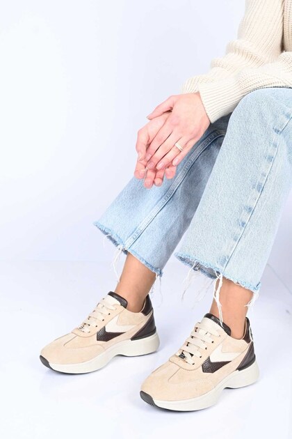 Lace-Up Thermo Sole Genuine Leather Sneaker 338-7108 Women's Shoes