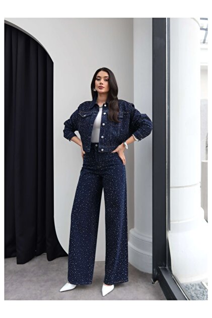 ESRAHELVACI Taş Baskılı Denim İkili Takım - Fiyatı, Yorumları