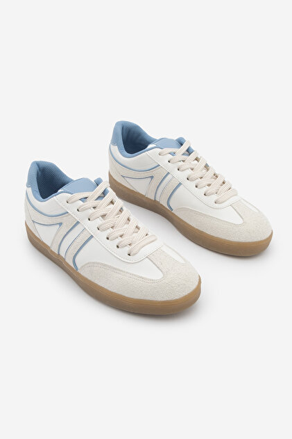 Marjin Kadın Sneaker Bağcıklı Retro Spor Ayakkabı Denor Mavi