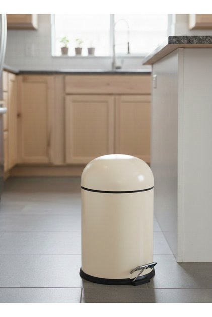 Bon Kapak 5 Litre Amortisörlü Krem Pedallı Çöp Kovası Hijyenik İç Kovalı Mutfak & Banyo Çöp Kovası