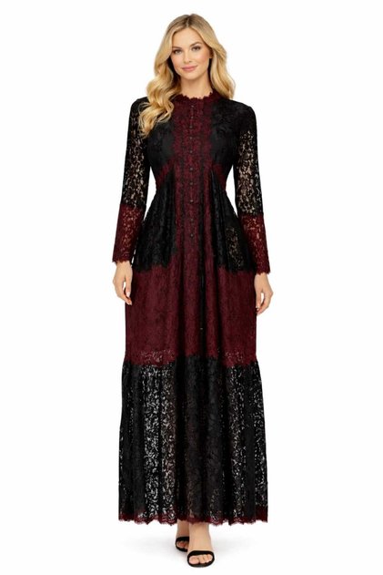 Women's Elegant Long Lace Dress with Long Sleeves – Evening & Occasion Maxi Dress