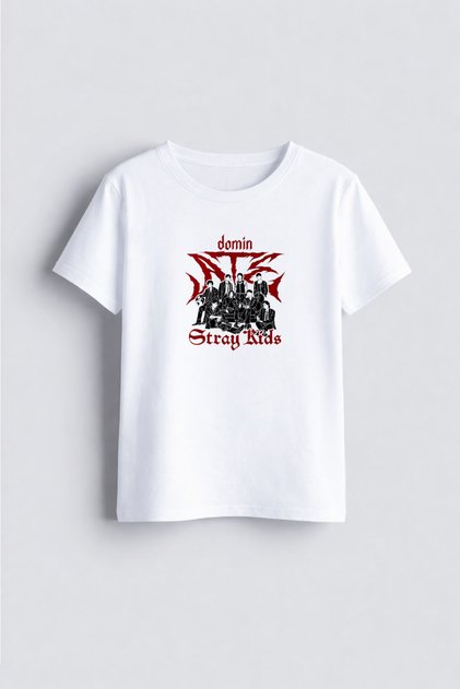 Stray Kids Music Group Printed Crew Neck Children's Adult White T-Shirt T-Shirt