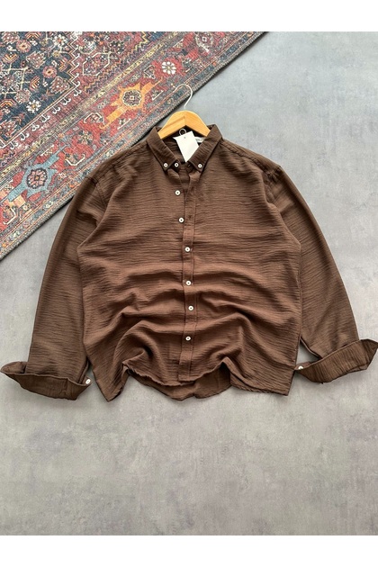 Men's Crinkle Fabric Linen Blend Regular Fit Shirt